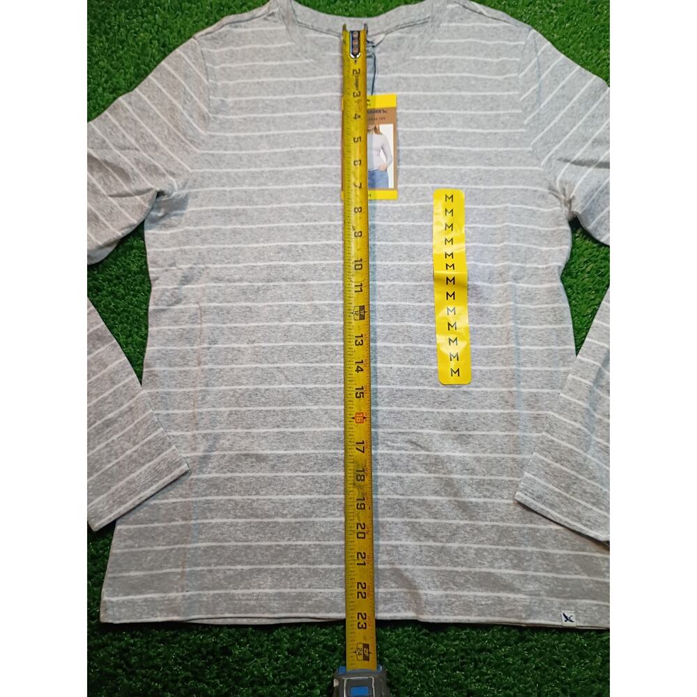 Eddie Bauer women Gray Striped Cotton Knit Long Sleeve T-Shirt M NWT - Picture 4 of 8